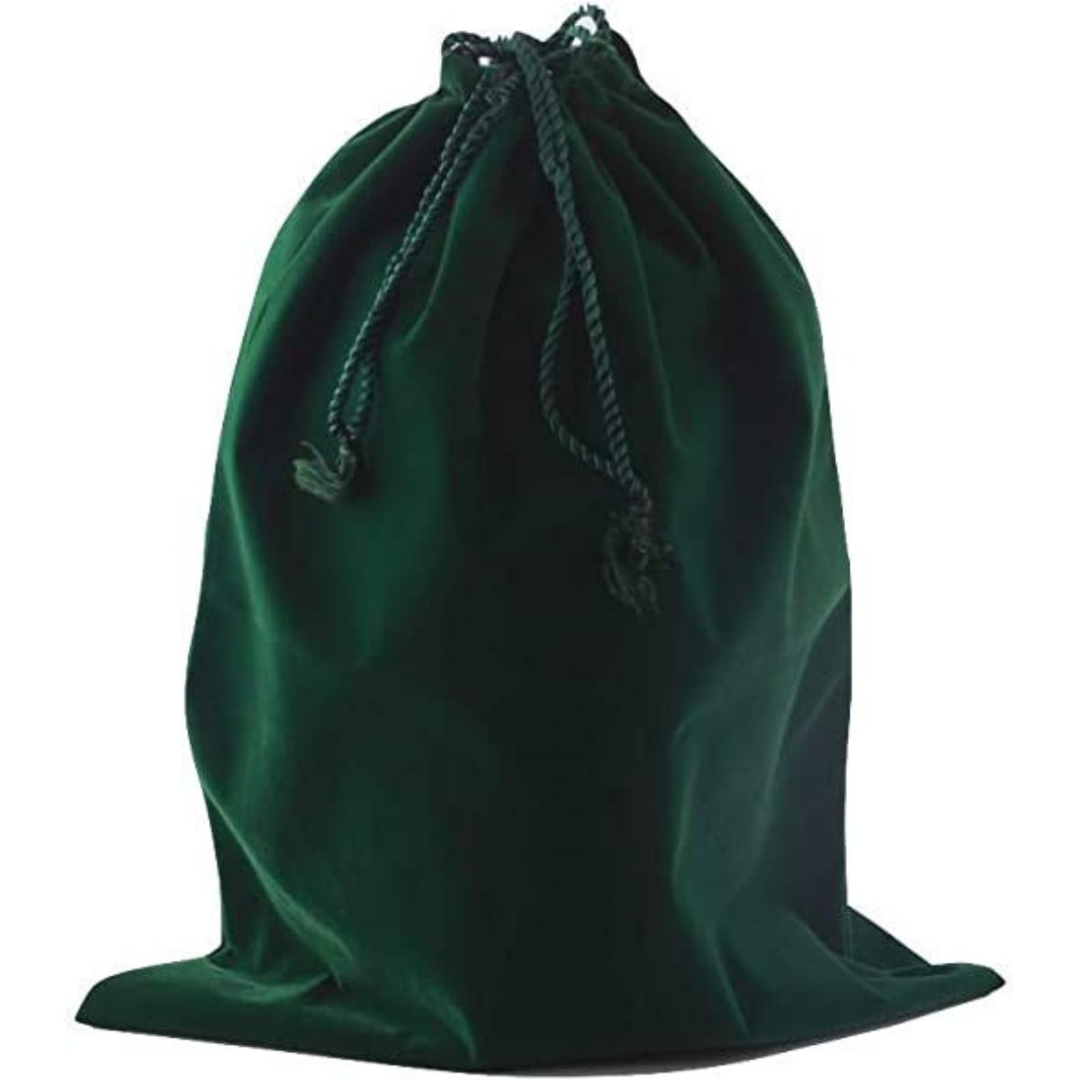 Deep green velvet bag sized to cover a small cremation urn